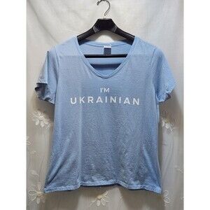 Port & Co Women XXL Blue Shirt I'M UKRAINIAN Zelenskyy Patriotic Political Proud